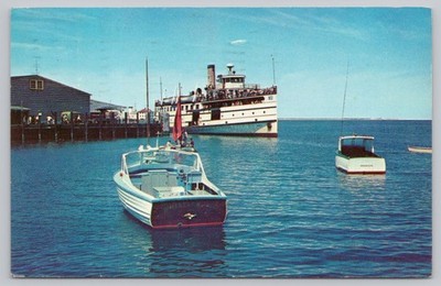 Postcard Steamer Nantucket at the Wharf Massachusetts Posted 1965 Boats