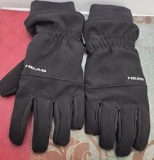 HEAD Mens L Gloves Black Waterproof Windproof Fleece Lined Sensatec Grip