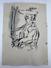 Pablo Picasso COA Art Painting Original Drawing Vintage Paper Signed