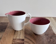 Rare Poole Pottery C95 Red Indian & Magnolia Twintone Creamer & Sugar Bowl Set