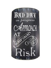Zeckos Distressed Finish Retro BAD DAY IN PROGRESS Metal Sign