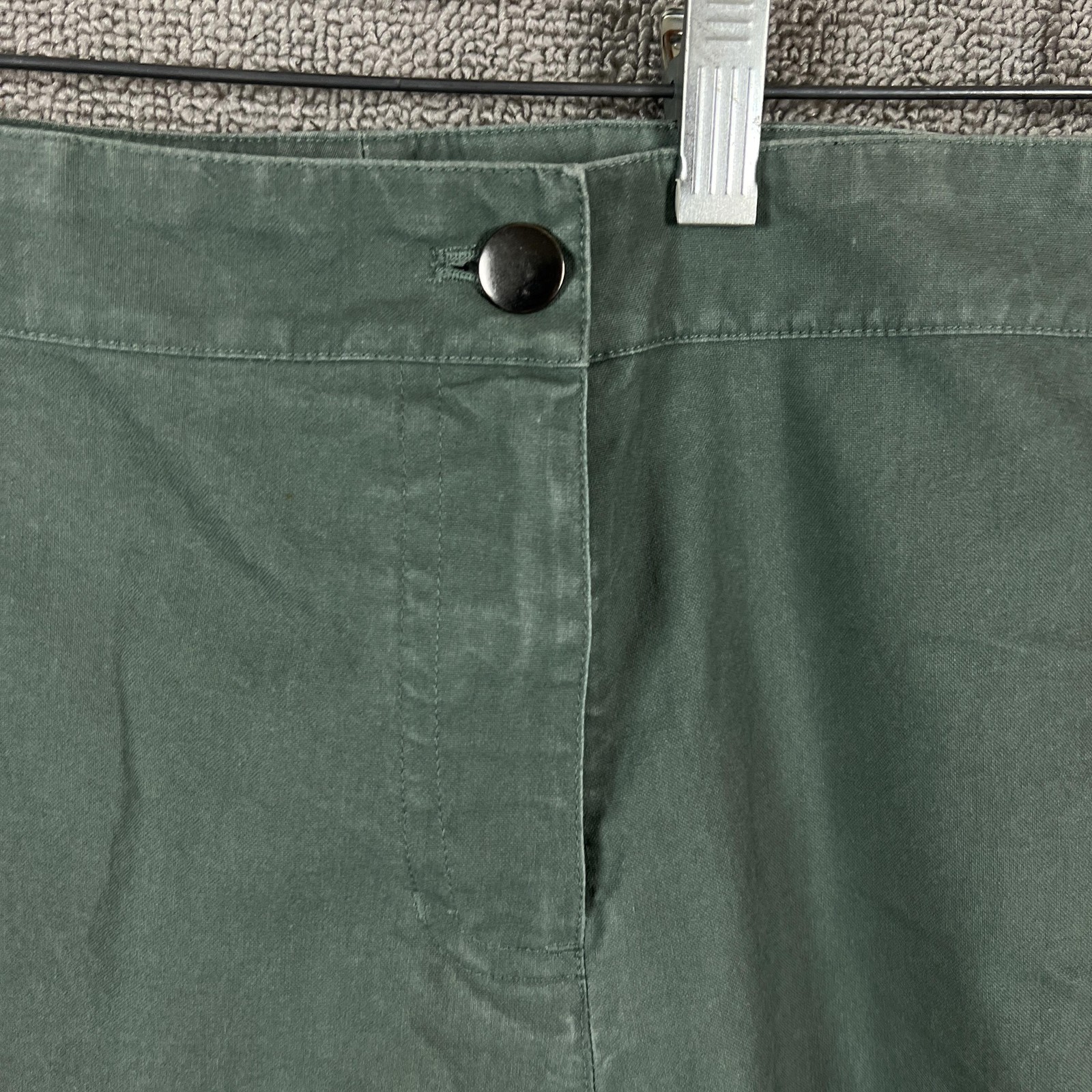 Eileen Fisher Pants Womens XL Green Sailcloth Cropped Carpenter Utility