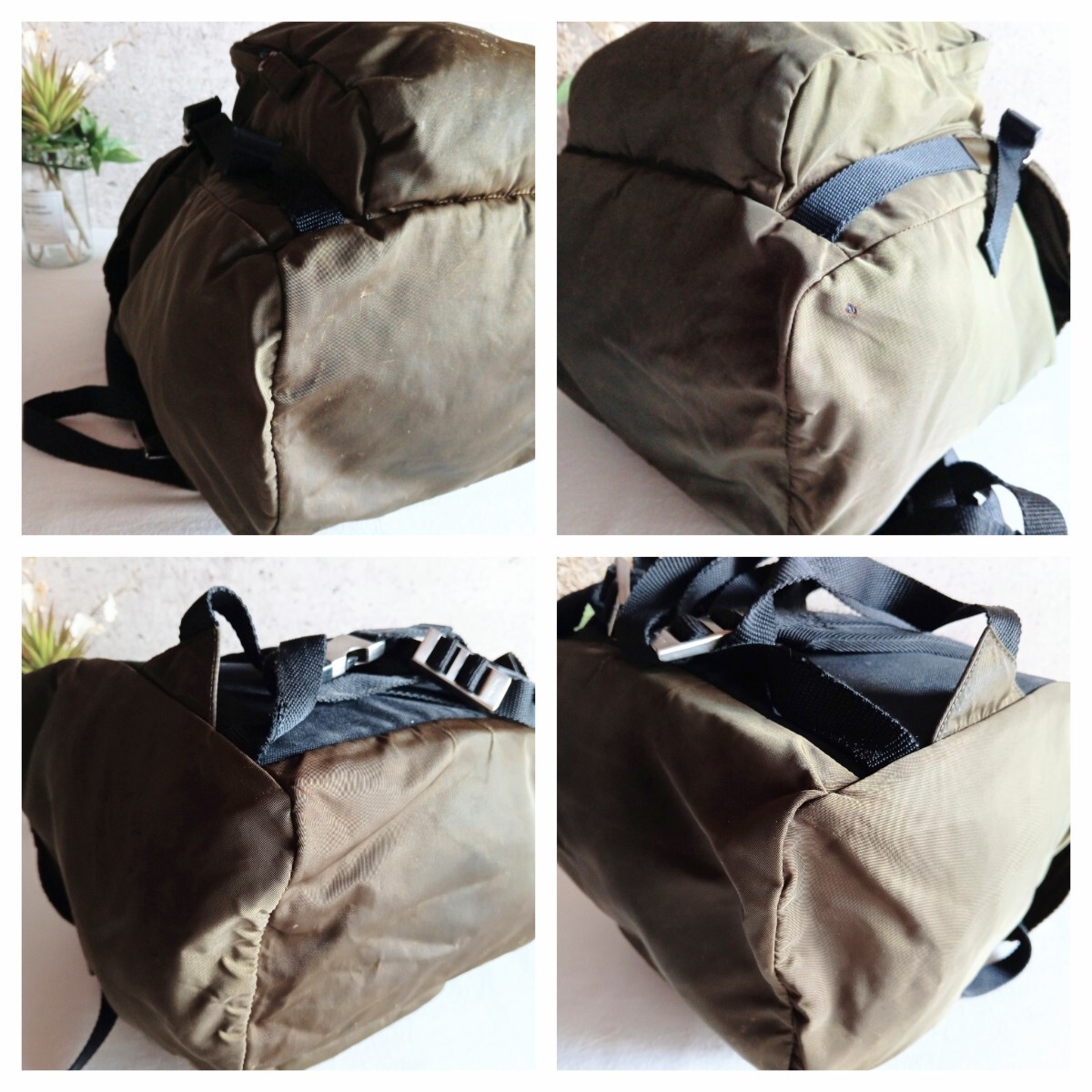 Good Condition Prada V135 Large Capacity Nylon Backpack Olive Women s Men s from thumbnail 5