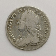 1757 George II Silver Sixpence – Old Head – 18th Century British Coin