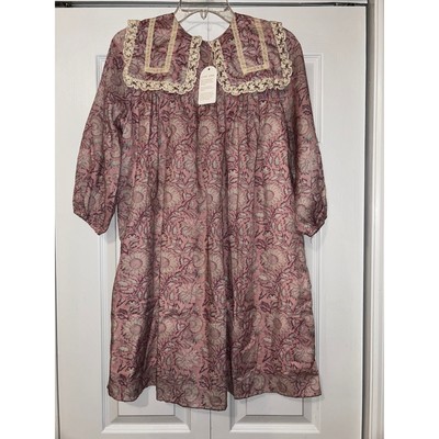 Louise Misha Dress Girls Size 10Y Pink Floral Print Lace Trim Bohemian