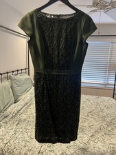 Tory Burch Women's Dress Size 4 With Lace Overlay Olive Green