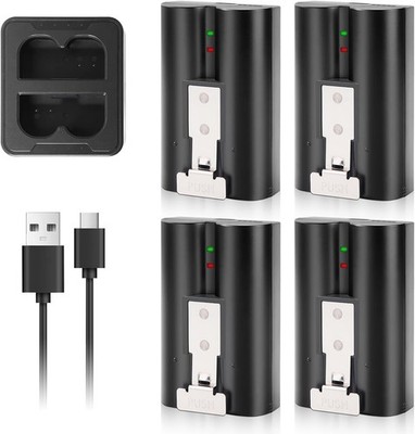 4-Pack 6040mAh Battery with Charger Station with Ring-Doorbell 2/3/3 Plus/4, ...