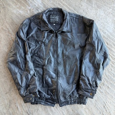 VINTAGE ITALIAN STONE GENUINE LEATHER JACKET MOTO CAFE RACER MENS LARGE BOMBER