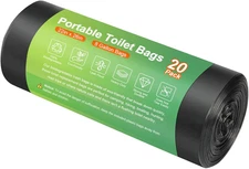 20 PCS Portable Toilet Bags for Camping - 100% Compostable & Biodegradable Toile