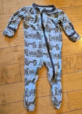 Kickee Pants 0-3 Months Bamboo Zip Up One Piece Pajama Sleeper Dog Print