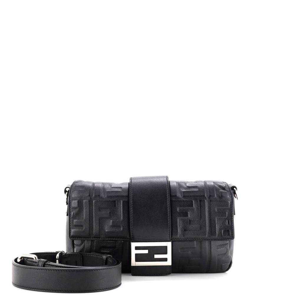 Fendi Baguette Convertible Belt Bag in Zucca Embossed Leather Medium Size