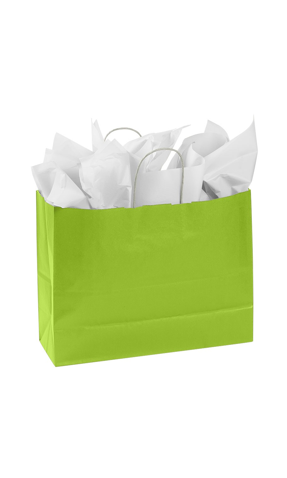 SSWBasics Large Lime Green Paper Shopping Bags - Case of 100