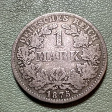 1875 D German Germany Silver .900 1 Mark KM#7 World Silver Coin