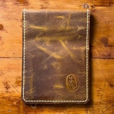 Old Barnwell Golf Yardage Book Cover Leather Distressed Tobacco Brown Wax 5x7