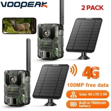 2PCS Solar 4G LTE Cellular Trail Camera Wildlife Game SIM Card Hunting No Glow