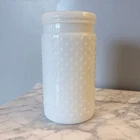Vintage Thick White Milk Glass Hobnail Jar or Vase 7” Excellent Vtg Condition