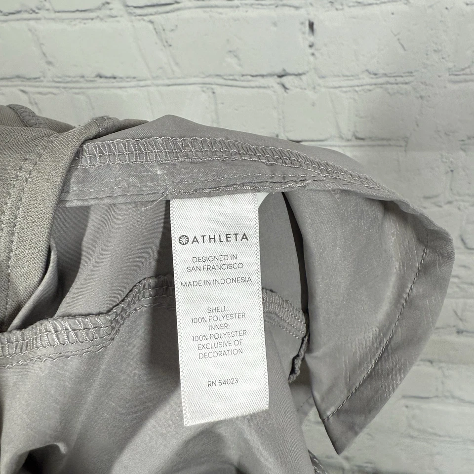 Athleta Racer Athletic Running Shorts Women Medium Gray Shiny Silver Camo Lined - Image 4 of 4