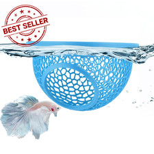 Blue Floating Betta Hide Shrimp Cave: 3-in-1 Aquarium Hammock, Feeder