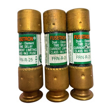  Pack of 3 Bussmann FRN-R-25 Fusetron Dual-Element, Time Delay Fuse, 25A, 250V