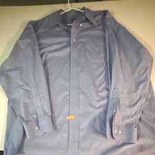 Brooks Brothers Mens 18.5 36/37 Non-Iron Stretch Blue Supima Cotton Dress Shirt