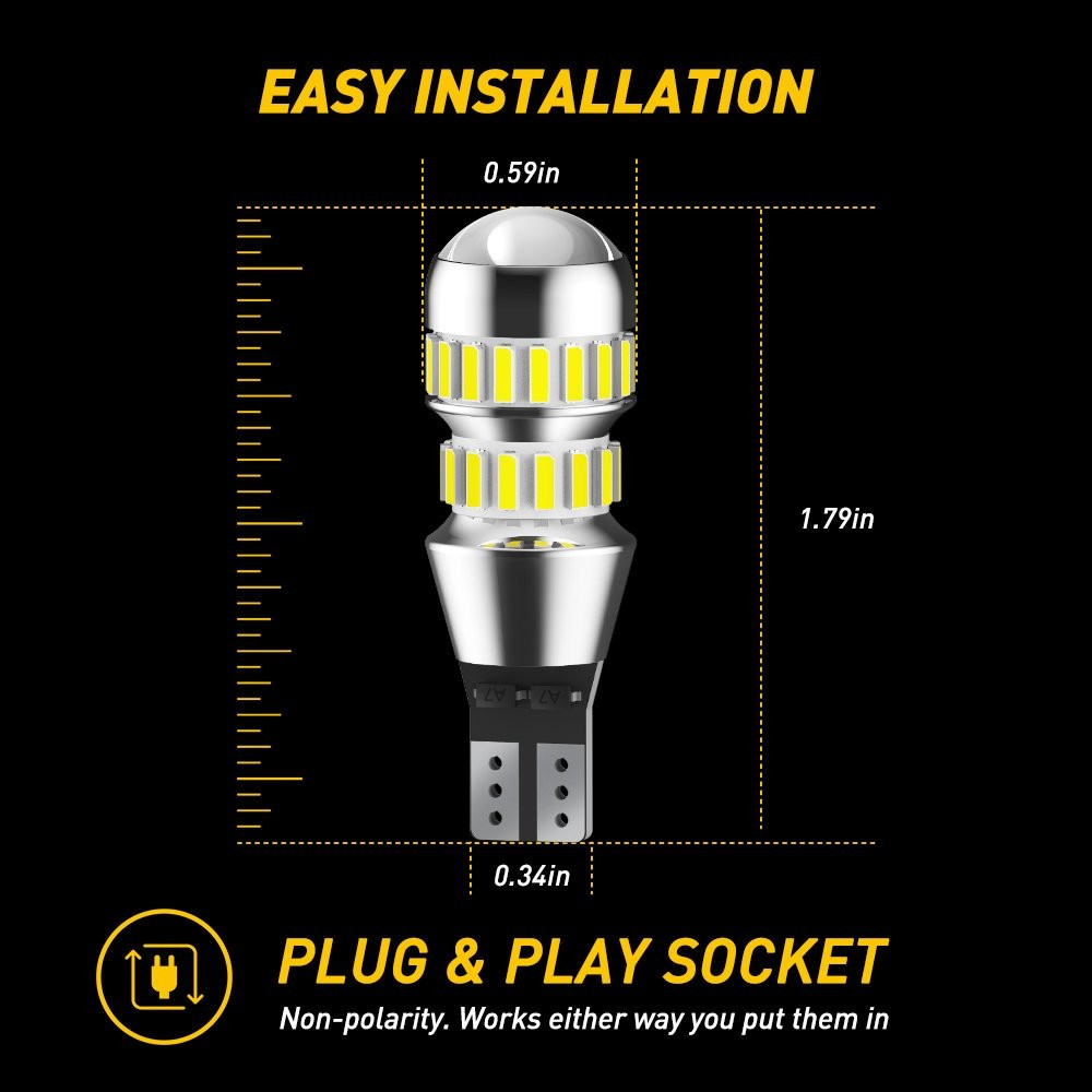 AUXITO 2pcs T15 W16W LED Canbus Bulbs OBC Error Free Car Backup Reverse Lights 921 912 T16 LED Bulb Car Reverse Lamp White 6000K - 34 AUXITO 2pcs T15 W16W LED Canbus Bulbs OBC Error Free Car Backup Reverse Lights 921 912 T16 LED Bulb Car Reverse Lamp White 6000K - 34