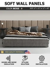 Soft Wall Panels 12"x32"/40" – Beige Upholstered Acoustic for bedroom