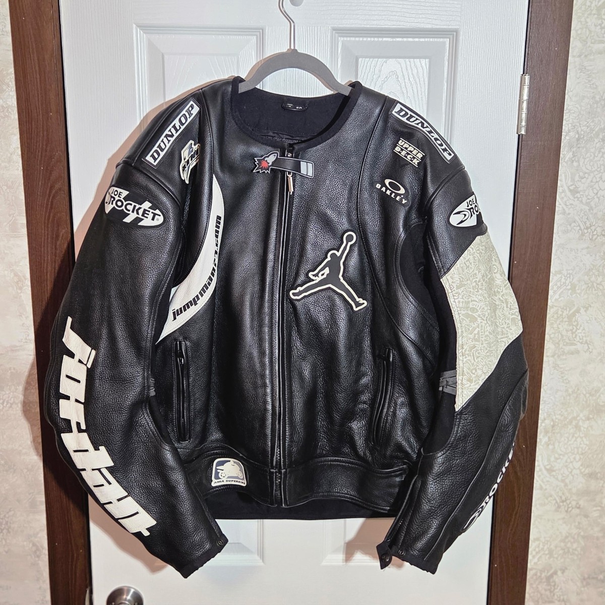 Jacket Motorcycle RARE Joe Rocket Jordan Motorsports Black Leather