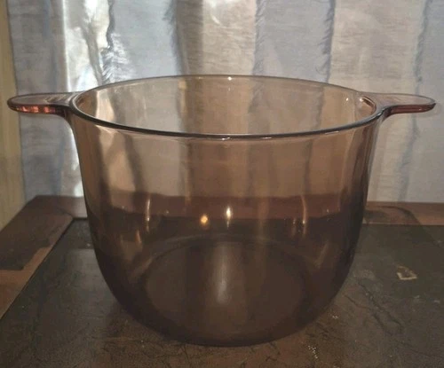 Vtg Visions Corning Ware Pyrex Amber 3.5 4 Qt Glass Dutch Oven Stock Pot NO LID!