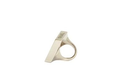 Versace Silver Color Metal Engraved Logo Statement Ring Italy Sz 11