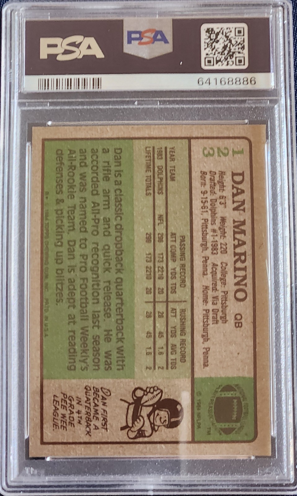 1984 TOPPS 123 - DAN MARINO - PSA 8 - RC ROOKIE CARD MIAMI DOLPHINS 1xMVP + HOF view 4