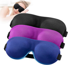 Sleep Mask for Back and Side Sleeper Pack of 3, 100 Light Blocking 3D Eye Masks
