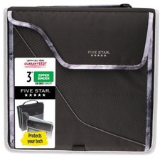 Five Star Zipper Binder Removable Padded Case: 12-3/4 in. x 0.347 yds. Black/G