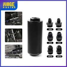 High Flow Racing Inline Fuel Filter 100 Micron Cleanable 2x 6an 8an 10an Adapter