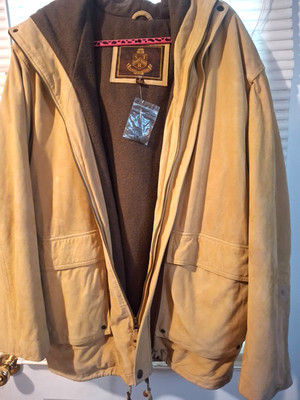 Vintage Structure suede jacket chore coat tan size xl with hood Rare Find Very N