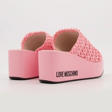 Moschino Pink ZeppaQ80 Raffia Wedge Platform Sandals UK4 Designer