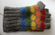 Kusan 100 Wool Multi-Coloured Fingerless Gloves Handwarmers Men Women Unisex