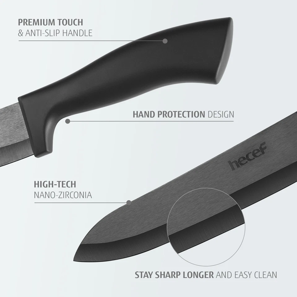 Keramik Messer Set 3tlg Sharp Keramikmesser Set Schwarz Kochmesser, Obst Messer - Bild 4 von 4
