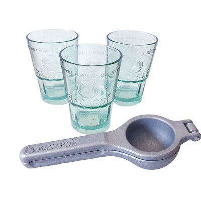 BACARDI Set 3 Gläser 0,2 l +  Limettenpresse