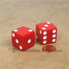NEW 2 Jumbo 25mm 1 inch Red Dice Pair RPG Board Game Large Six Sided D6 Koplow