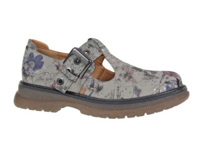 Cipriata T Bar Schnallenschuhe Stil 413 Cira Farbe Hellgrau Floral PU NEU