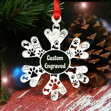 LHS - Personalized Snowflake Paw Decor Christmas Ornament Pet Hanging Gift Dog