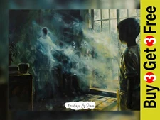 Ghostly Presence, Spectral Oil Figure Painting Print 5"x7" on Matte Paper