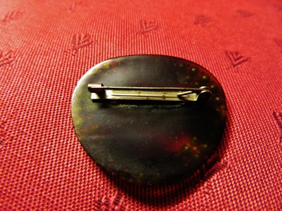 Broche Art Déco Ancienne En Bakélite Avec Cabochons Bleus Pâte De Verre - Vintage