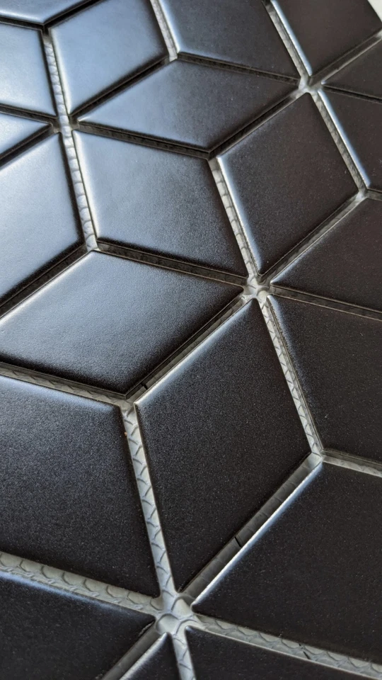 Cubo de mosaico de porcelana de diamante negro mate de 100 hojas para azulejos de pared y piso Foto 4 de 4