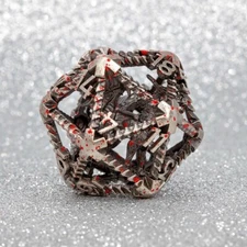 Sage’s 42mm Draconic Prison Bloody Cage Hollow Metal D20 DnD TTRPG Chonky D20