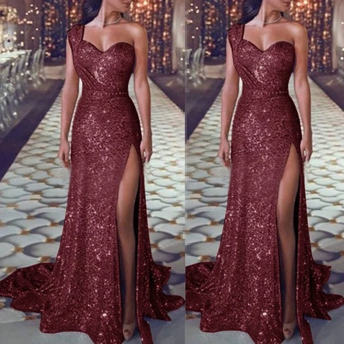 Womens Sequin Formal Wedding Bridesmaid Evening Party Ball Prom Gown Long Dress - Picture 20 of 33