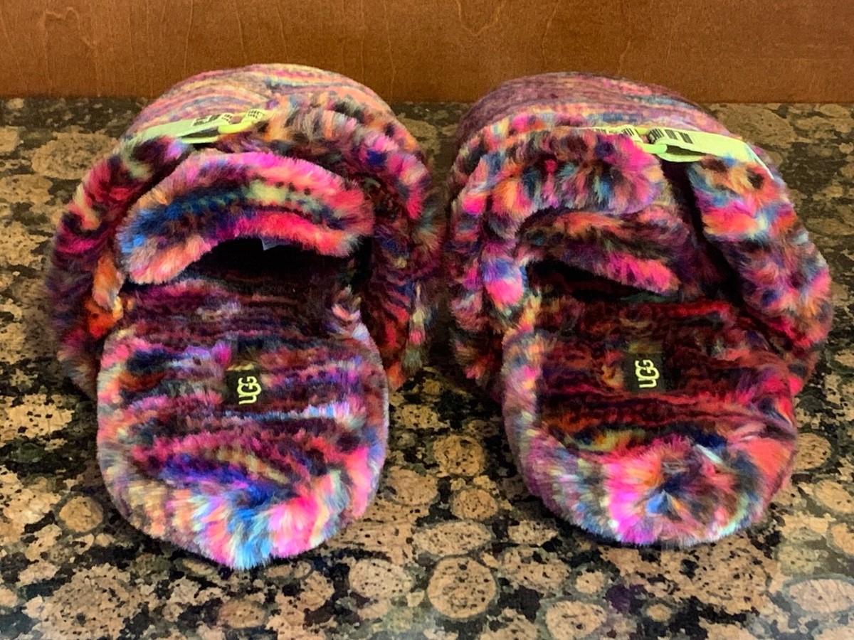 UGG Fluff It Pixelate Slide slipper faux shearling indoor outdoor mens US 10 NEW Fluff It Black Slippers – WOODstack main image 4