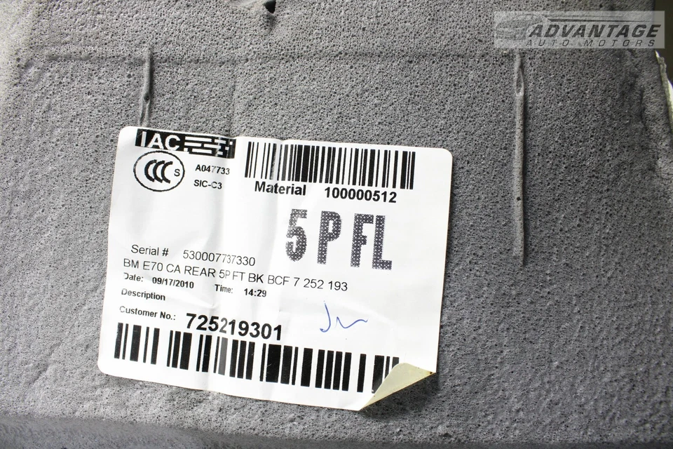 BMW X5 E70 2011-2013 parte trasera segunda fila cubierta de piso alfombra revestimiento alfombrilla OEM Foto 4 de 4