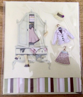 MAGIC PAPER GROUP Cellophane Sealed Notecard, Old Fashioned Wardrobe, NIP