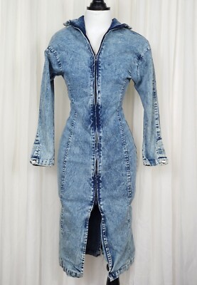 Vintage 80s Club California light acid wash stretch Denim Jean zipper Dress XS | eBay Vintage 80s Club California light acid wash stretch Denim Jean zipper Dress XS | eBay